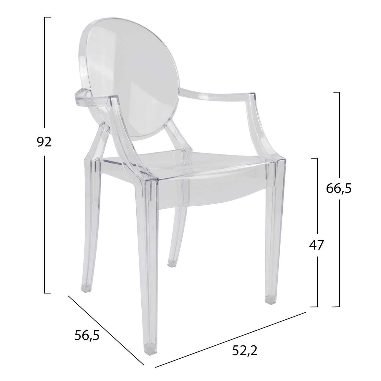 TRANSPARENT ACRYLIC ARMCHAIR ARAMIS 52,2x56,5x92