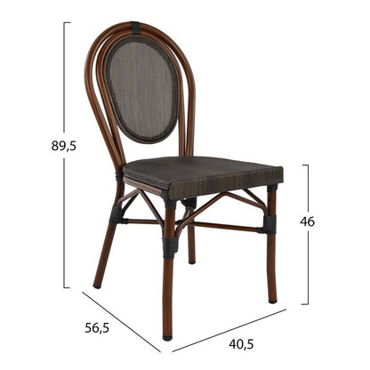 KASON ALUMINUM CHAIR BAMBOO LOOK BROWN WITH TEXTLINE 40,5x56,5x89,5