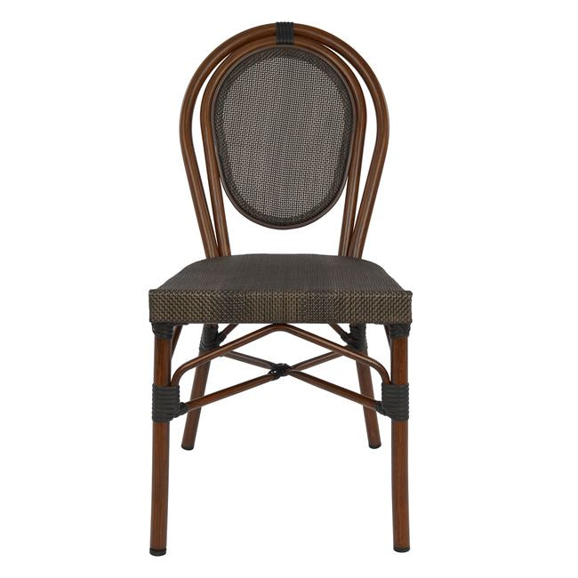 KASON ALUMINUM CHAIR BAMBOO LOOK BROWN WITH TEXTLINE 40,5x56,5x89,5