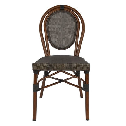 KASON ALUMINUM CHAIR BAMBOO LOOK BROWN WITH TEXTLINE 40,5x56,5x89,5