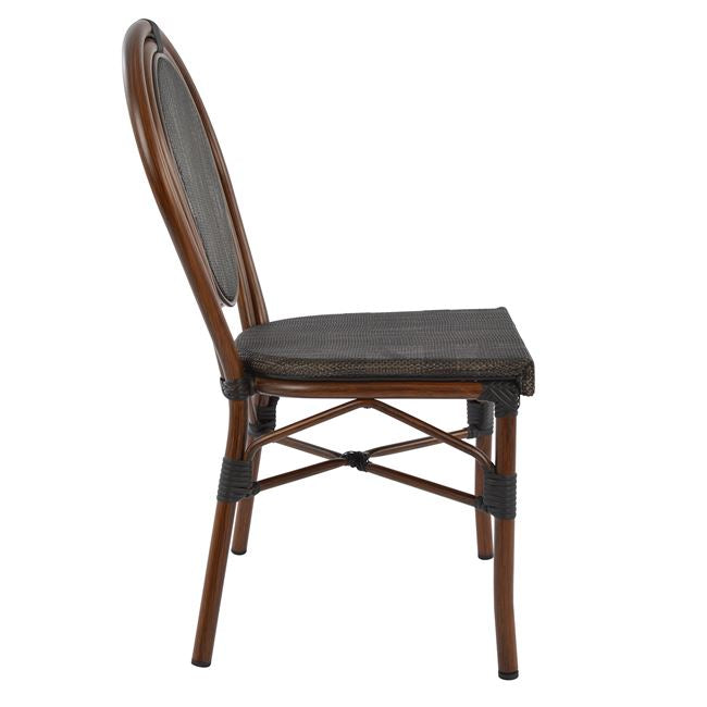 KASON ALUMINUM CHAIR BAMBOO LOOK BROWN WITH TEXTLINE 40,5x56,5x89,5