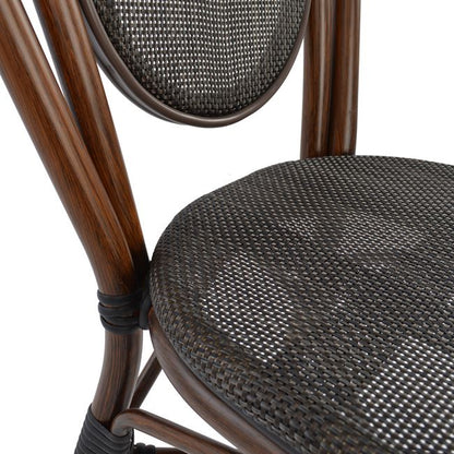 KASON ALUMINUM CHAIR BAMBOO LOOK BROWN WITH TEXTLINE 40,5x56,5x89,5