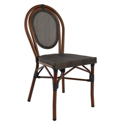 KASON ALUMINUM CHAIR BAMBOO LOOK BROWN WITH TEXTLINE 40,5x56,5x89,5