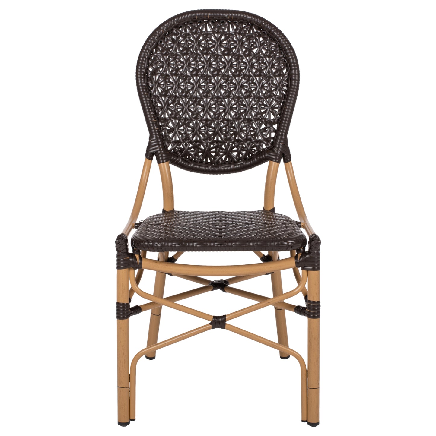 ALUMINUM BAMBOO LOOK CHAIR WITH BROWN PE RATTAN 47x58x95