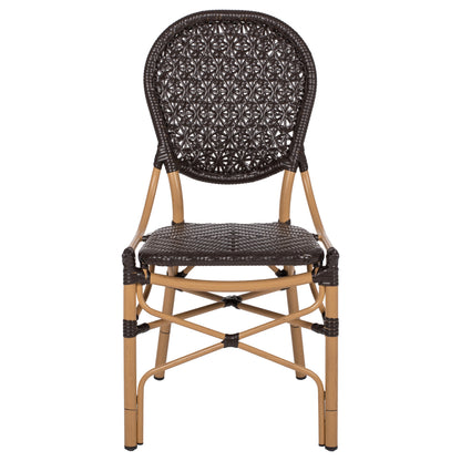 ALUMINUM BAMBOO LOOK CHAIR WITH BROWN PE RATTAN 47x58x95