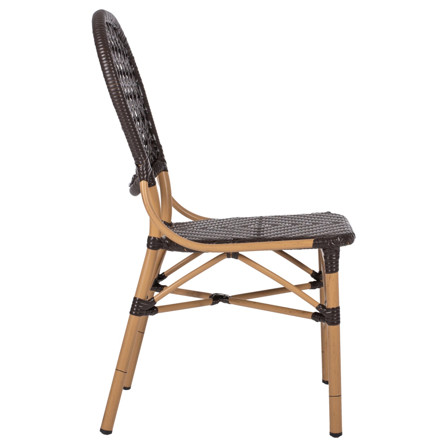 ALUMINUM BAMBOO LOOK CHAIR WITH BROWN PE RATTAN 47x58x95