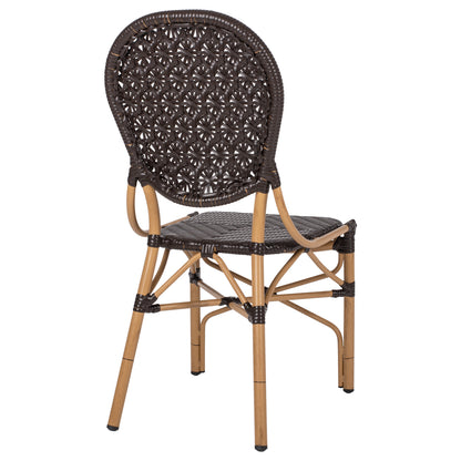 ALUMINUM BAMBOO LOOK CHAIR WITH BROWN PE RATTAN 47x58x95