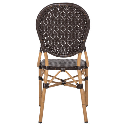 ALUMINUM BAMBOO LOOK CHAIR WITH BROWN PE RATTAN 47x58x95