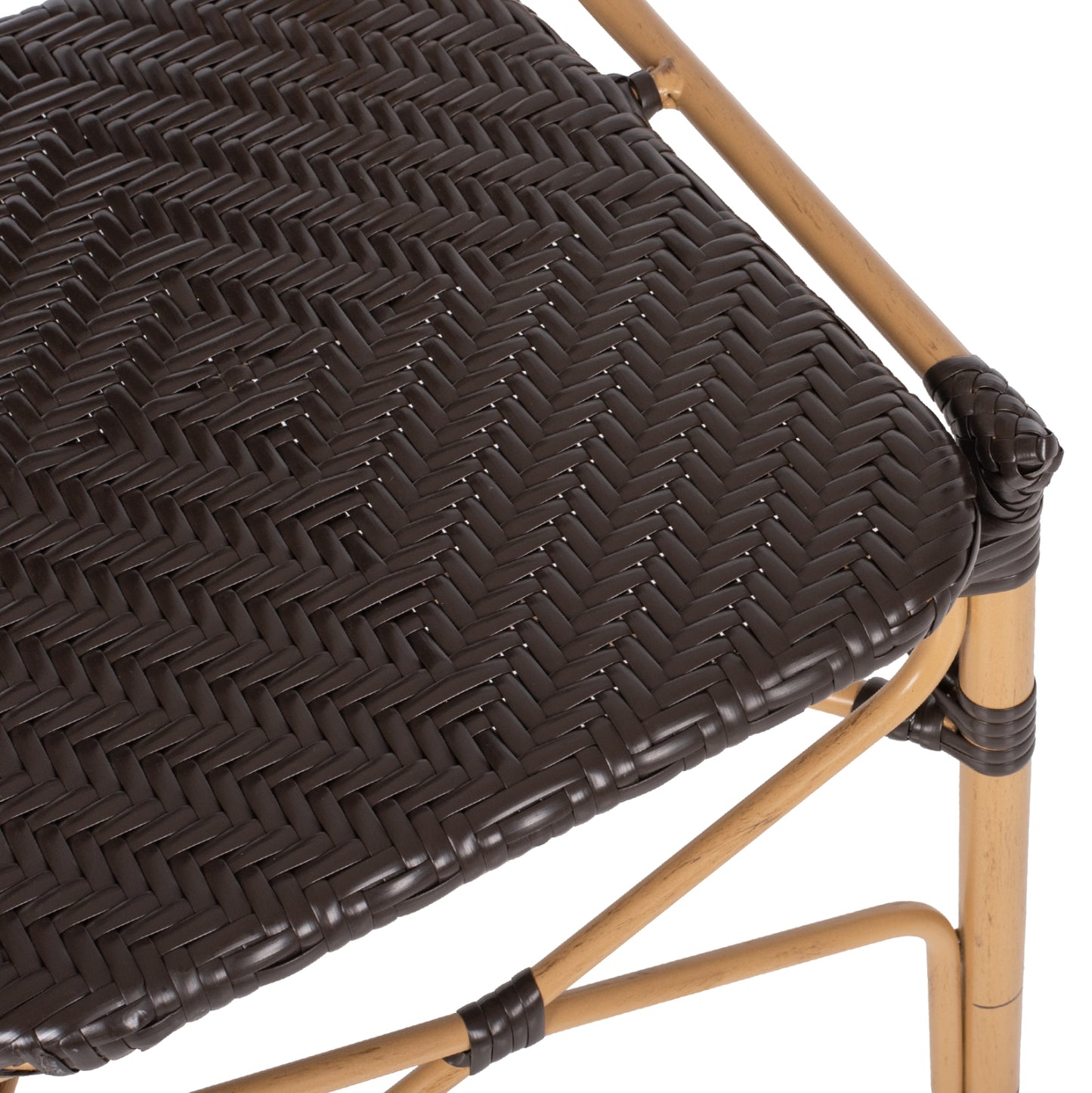 ALUMINUM BAMBOO LOOK CHAIR WITH BROWN PE RATTAN 47x58x95