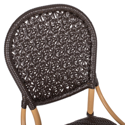 ALUMINUM BAMBOO LOOK CHAIR WITH BROWN PE RATTAN 47x58x95