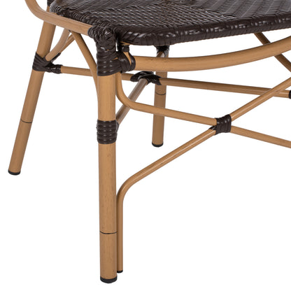 ALUMINUM BAMBOO LOOK CHAIR WITH BROWN PE RATTAN 47x58x95