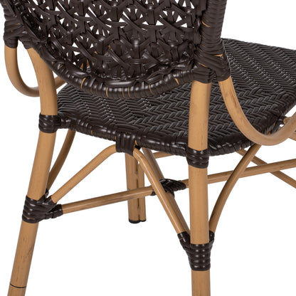ALUMINUM BAMBOO LOOK CHAIR WITH BROWN PE RATTAN 47x58x95