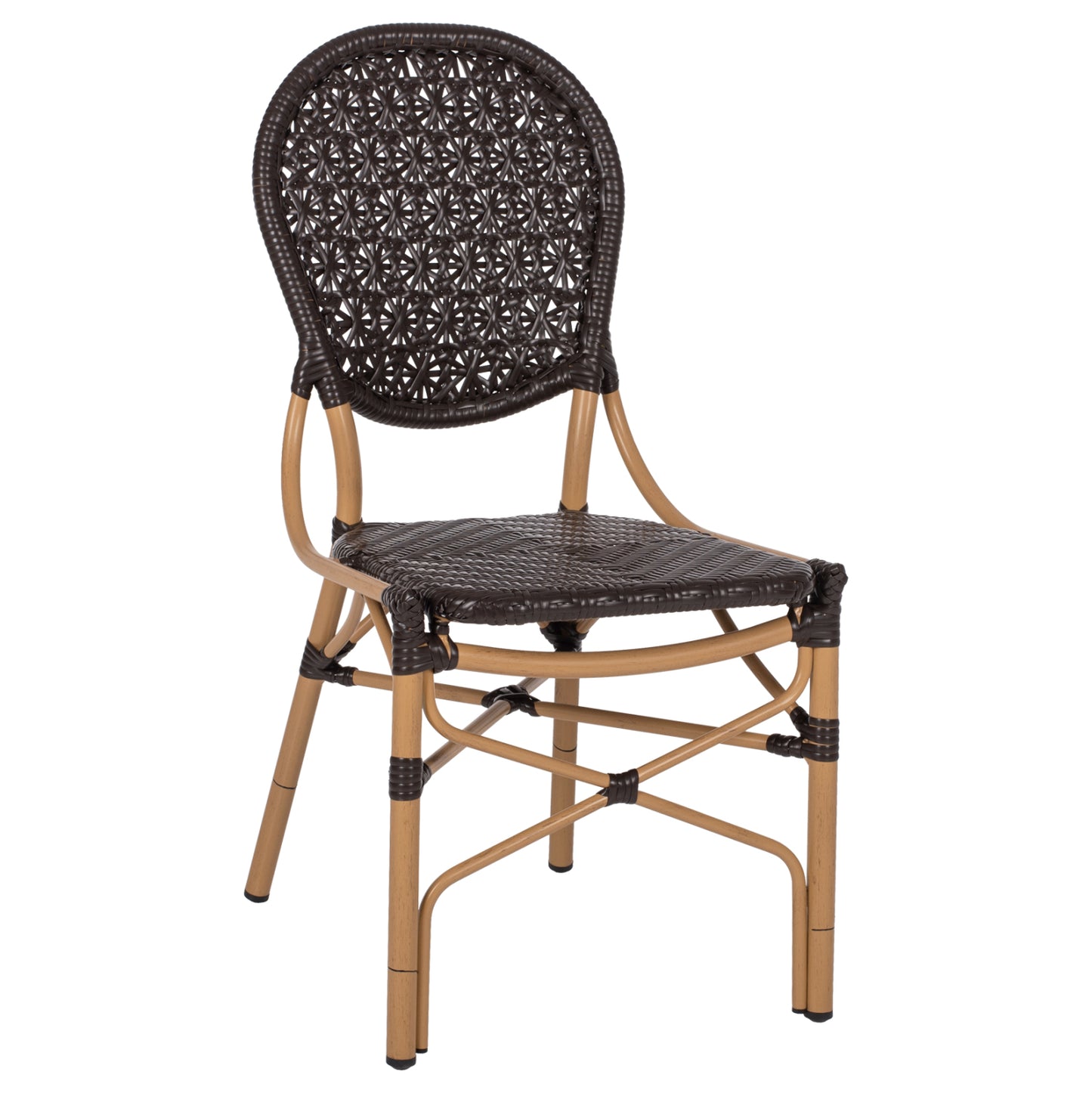 ALUMINUM BAMBOO LOOK CHAIR WITH BROWN PE RATTAN 47x58x95