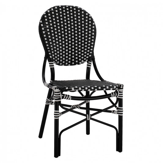 ΚΑΡΕΚΛΑ ΑΛΟΥΜΙΝΙΟΥ BAMBOO LOOK ΜΕ WICKER ΜΑΥΡΟ ΛΕΥΚΟ 46x60x96