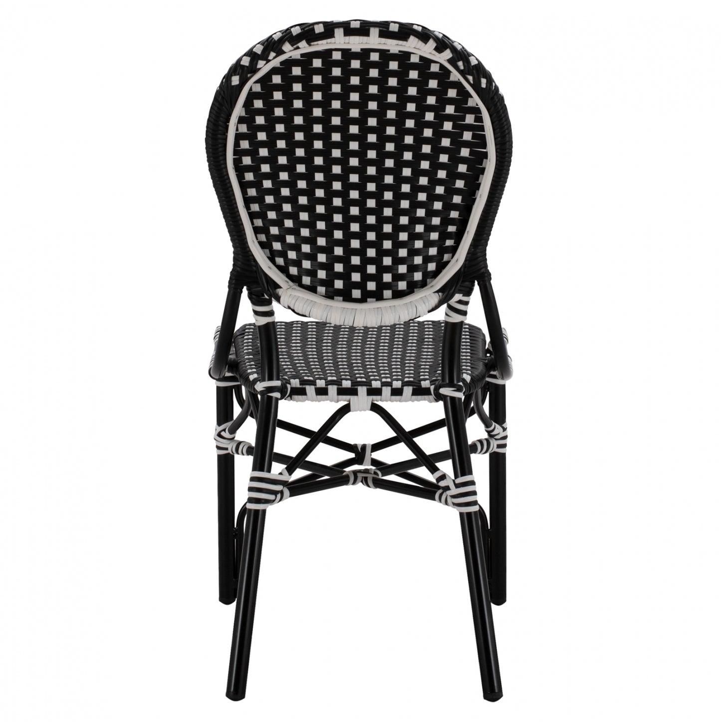 ALUMINUM CHAIR BAMBOO LOOK WITH WICKER BLACK WHITE 46x60x96