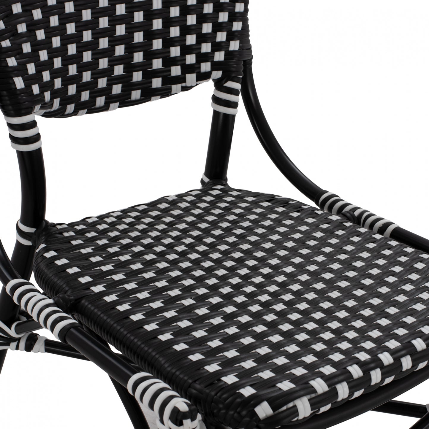 ALUMINUM CHAIR BAMBOO LOOK WITH WICKER BLACK WHITE 46x60x96