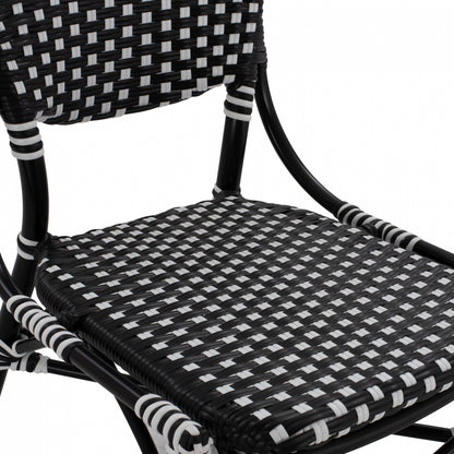 ALUMINUM CHAIR BAMBOO LOOK WITH WICKER BLACK WHITE 46x60x96