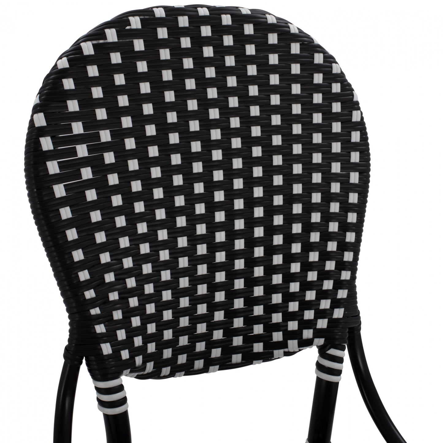 ALUMINUM CHAIR BAMBOO LOOK WITH WICKER BLACK WHITE 46x60x96