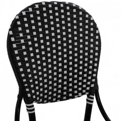 ALUMINUM CHAIR BAMBOO LOOK WITH WICKER BLACK WHITE 46x60x96