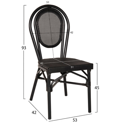 ALUMINUM CHAIR TRENT BAMBOO LOOK WITH TEXTLINE 45x57x88
