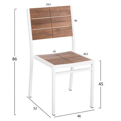 ΚΑΡΕΚΛΑ ΑΛΟΥΜΙΝΙΟΥ SAGA HM6063.01 ΛΕΥΚΗ ΜΕ POLYWOOD 46x52x86Υεκ.