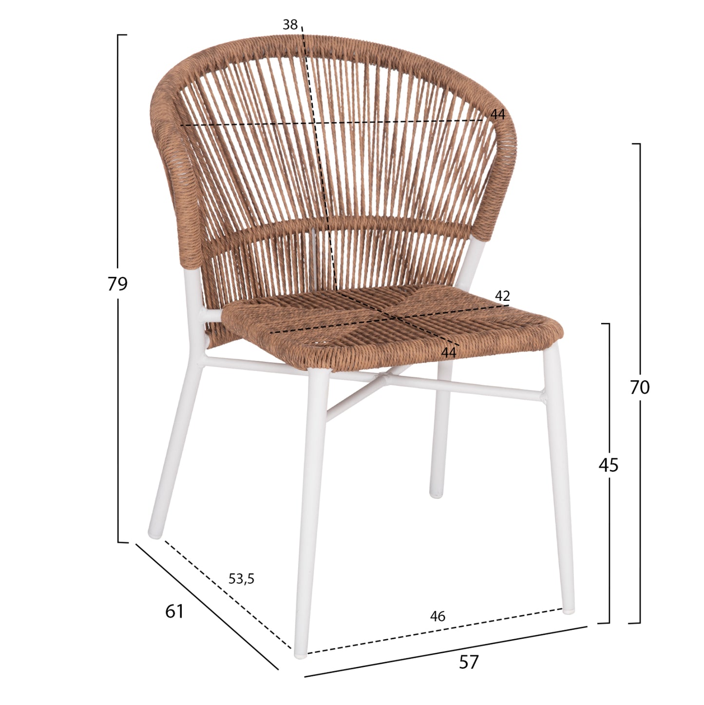 ΚΑΡΕΚΛΑ ΑΛΟΥΜΙΝΙΟΥ LYNN ΛΕΥΚΟΣ ΣΚΕΛΕΤΟΣ P.E. RATTAN ΦΥΣΙΚΟ 57x61x79