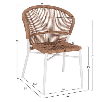 ΚΑΡΕΚΛΑ ΑΛΟΥΜΙΝΙΟΥ LYNN ΛΕΥΚΟΣ ΣΚΕΛΕΤΟΣ P.E. RATTAN ΦΥΣΙΚΟ 57x61x79