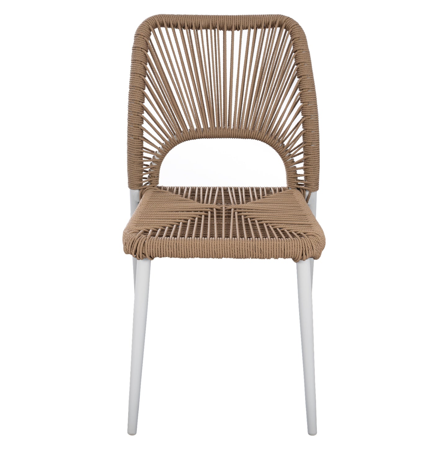 WHITE ALUMINUM CHAIR WITH BEIGE PE ROPE 45x63x82