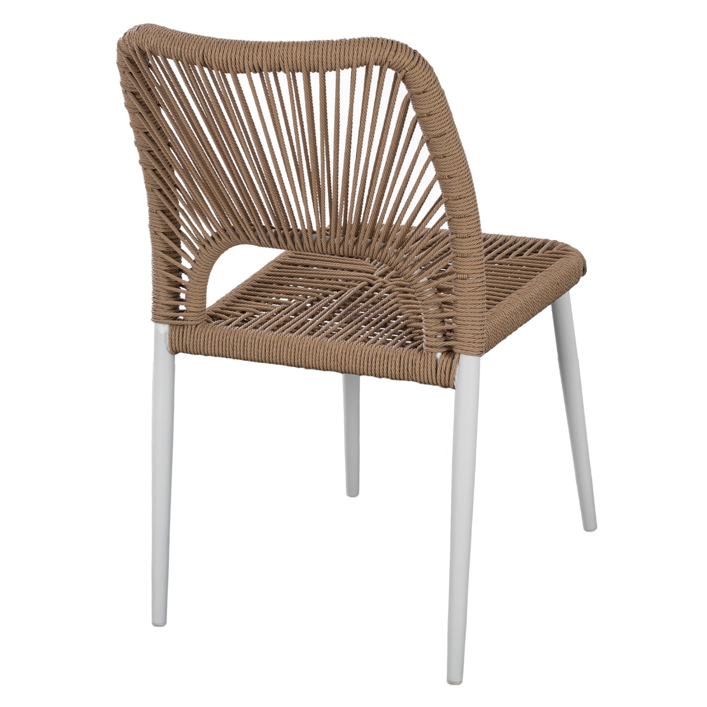 WHITE ALUMINUM CHAIR WITH BEIGE PE ROPE 45x63x82