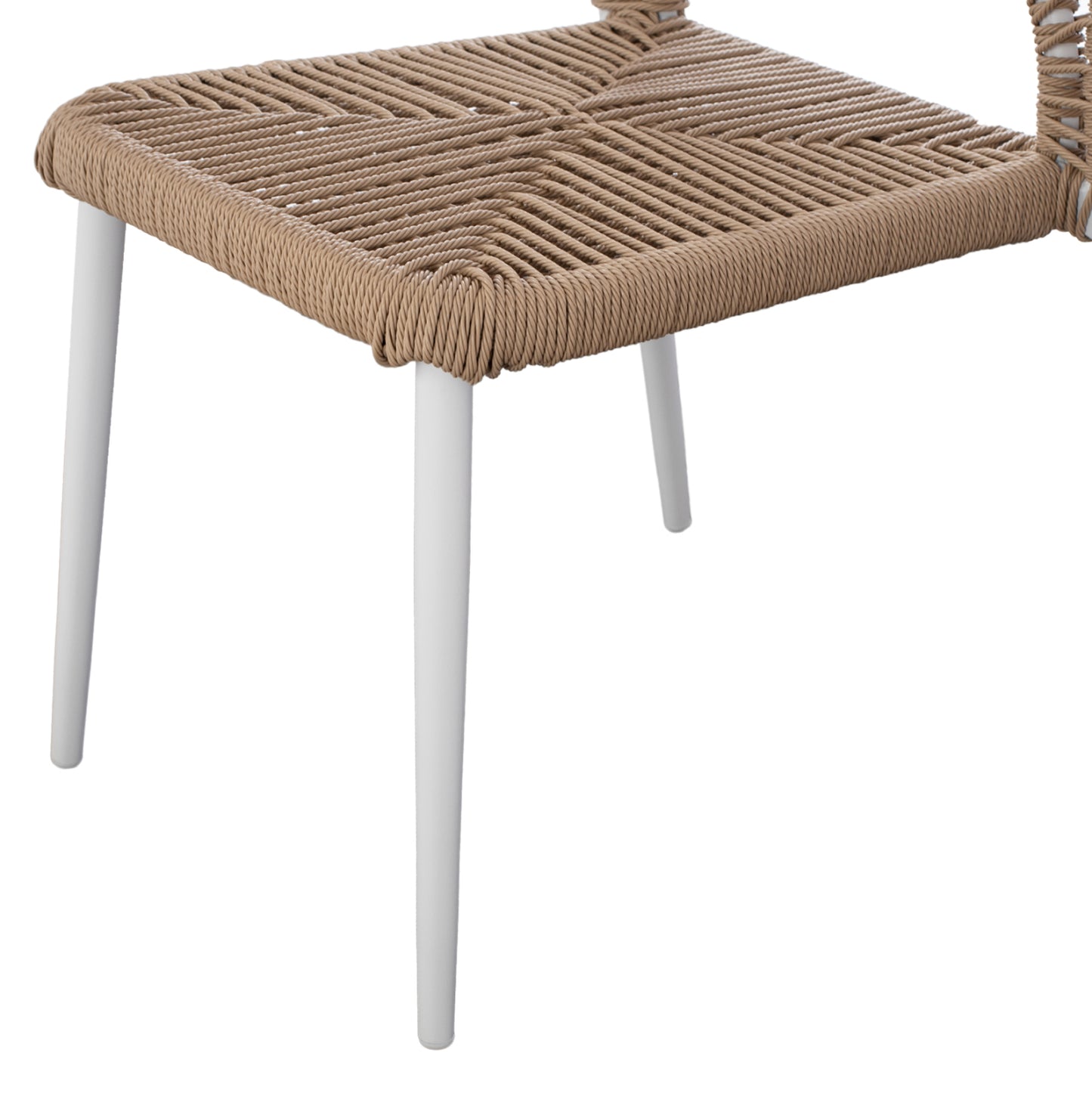 WHITE ALUMINUM CHAIR WITH BEIGE PE ROPE 45x63x82