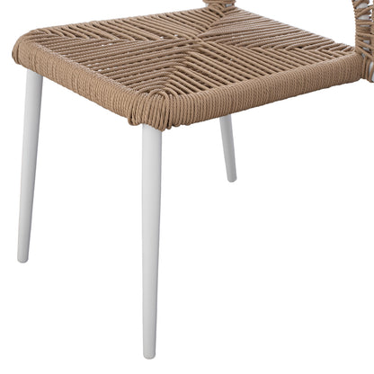 WHITE ALUMINUM CHAIR WITH BEIGE PE ROPE 45x63x82