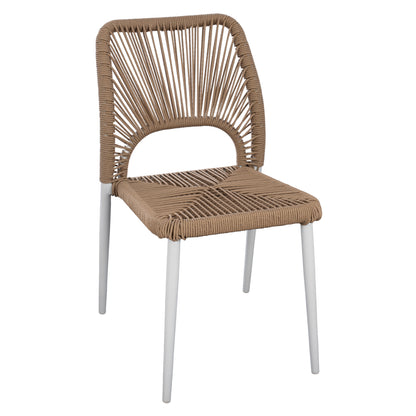 WHITE ALUMINUM CHAIR WITH BEIGE PE ROPE 45x63x82