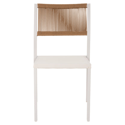 ΚΑΡΕΚΛΑ ΑΛΟΥΜΙΝΙΟΥ ΛΕΥΚΗ ΜΠΕΖ RATTAN & TEXTLINE 46x55,5x83