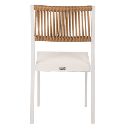 ΚΑΡΕΚΛΑ ΑΛΟΥΜΙΝΙΟΥ ΛΕΥΚΗ ΜΠΕΖ RATTAN & TEXTLINE 46x55,5x83