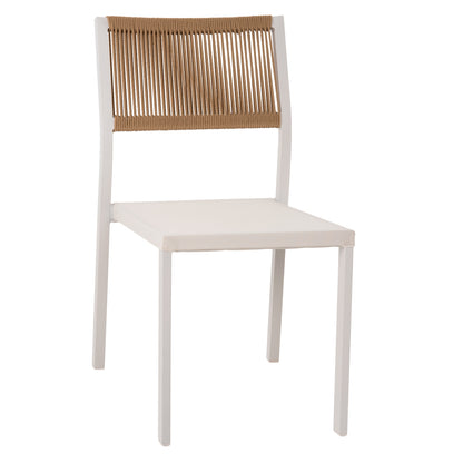 ΚΑΡΕΚΛΑ ΑΛΟΥΜΙΝΙΟΥ ΛΕΥΚΗ ΜΠΕΖ RATTAN & TEXTLINE 46x55,5x83