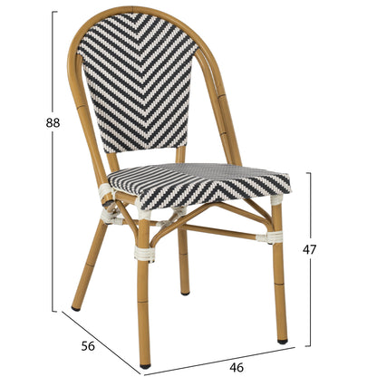 BAMBOO LOOK CHAIR BLACK WHITE 46x56x88