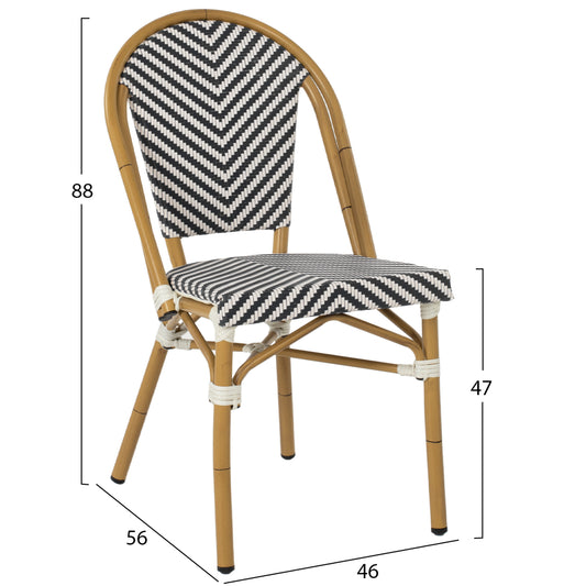 ΚΑΡΕΚΛΑ BAMBOO LOOK ΜΑΥΡΟ ΛΕΥΚΟ 46x56x88