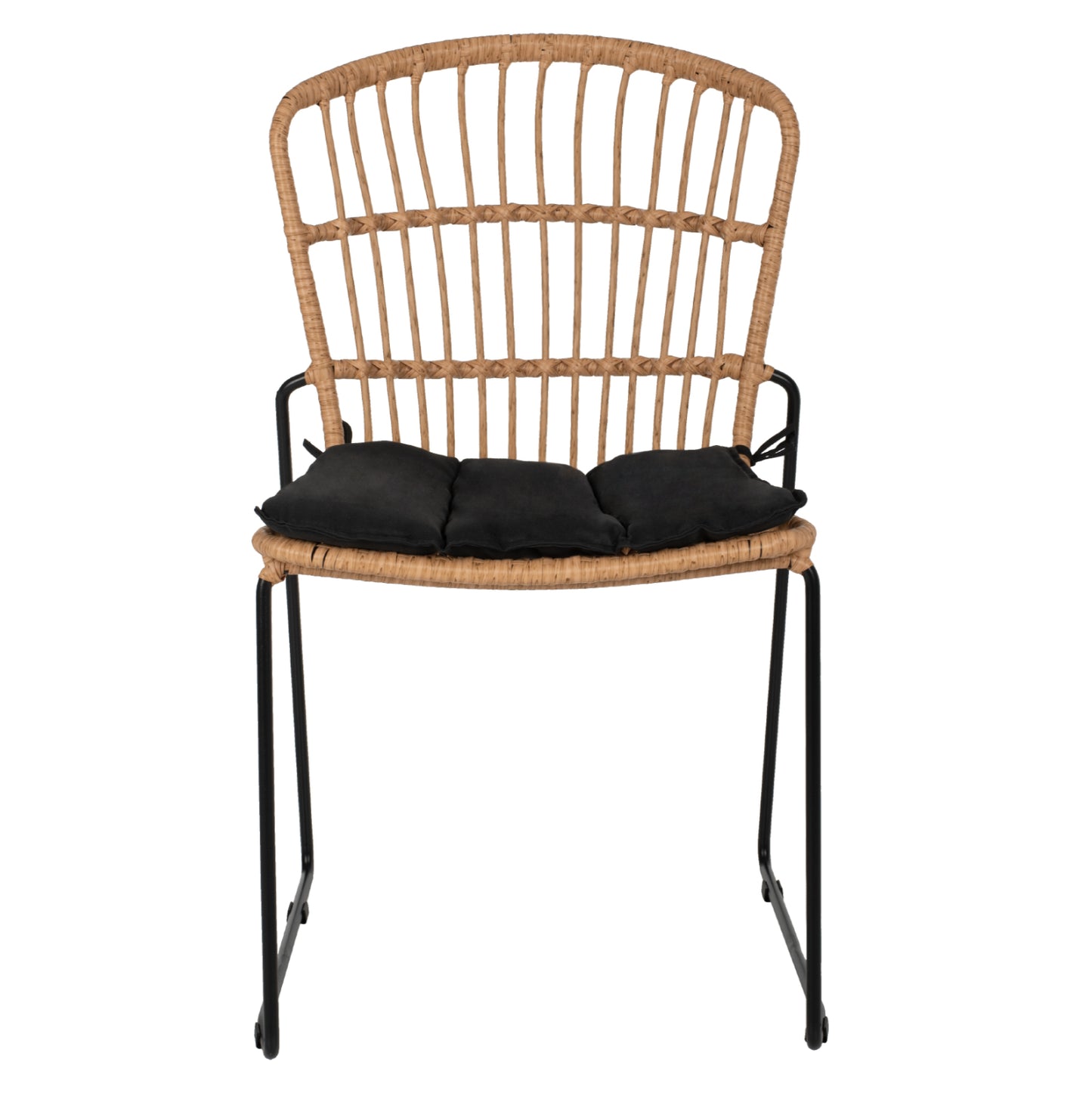 ΚΑΡΕΚΛΑ ΜΕΤΑΛΛΙΚΗ ΜΑΥΡΗ ΜΑΥΡΟ ΜΑΞΙΛΑΡΙ & RATTAN ΦΥΣΙΚΟ 51.5x58x86
