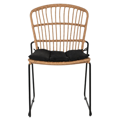 ΚΑΡΕΚΛΑ ΜΕΤΑΛΛΙΚΗ ΜΑΥΡΗ ΜΑΥΡΟ ΜΑΞΙΛΑΡΙ & RATTAN ΦΥΣΙΚΟ 51.5x58x86