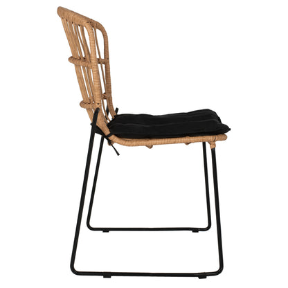 ΚΑΡΕΚΛΑ ΜΕΤΑΛΛΙΚΗ ΜΑΥΡΗ ΜΑΥΡΟ ΜΑΞΙΛΑΡΙ & RATTAN ΦΥΣΙΚΟ 51.5x58x86