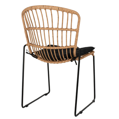ΚΑΡΕΚΛΑ ΜΕΤΑΛΛΙΚΗ ΜΑΥΡΗ ΜΑΥΡΟ ΜΑΞΙΛΑΡΙ & RATTAN ΦΥΣΙΚΟ 51.5x58x86