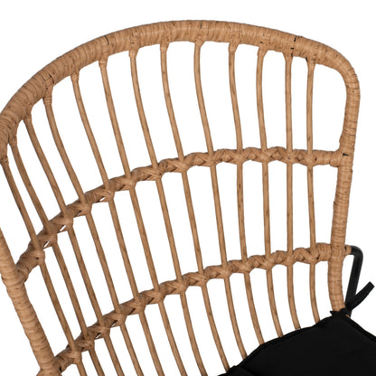 ΚΑΡΕΚΛΑ ΜΕΤΑΛΛΙΚΗ ΜΑΥΡΗ ΜΑΥΡΟ ΜΑΞΙΛΑΡΙ & RATTAN ΦΥΣΙΚΟ 51.5x58x86