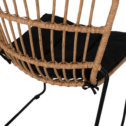 ΚΑΡΕΚΛΑ ΜΕΤΑΛΛΙΚΗ ΜΑΥΡΗ ΜΑΥΡΟ ΜΑΞΙΛΑΡΙ & RATTAN ΦΥΣΙΚΟ 51.5x58x86