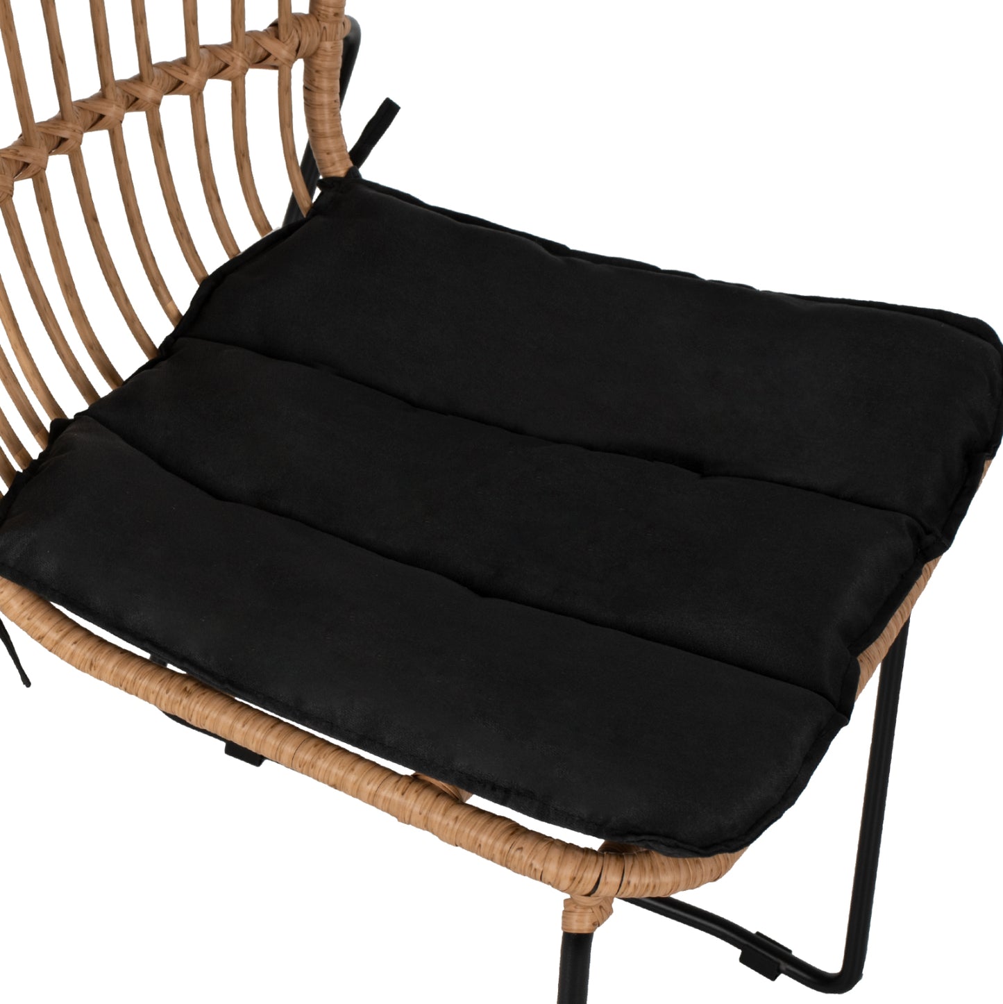 ΚΑΡΕΚΛΑ ΜΕΤΑΛΛΙΚΗ ΜΑΥΡΗ ΜΑΥΡΟ ΜΑΞΙΛΑΡΙ & RATTAN ΦΥΣΙΚΟ 51.5x58x86