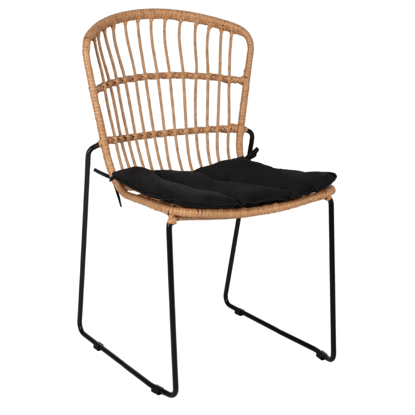 ΚΑΡΕΚΛΑ ΜΕΤΑΛΛΙΚΗ ΜΑΥΡΗ ΜΑΥΡΟ ΜΑΞΙΛΑΡΙ & RATTAN ΦΥΣΙΚΟ 51.5x58x86