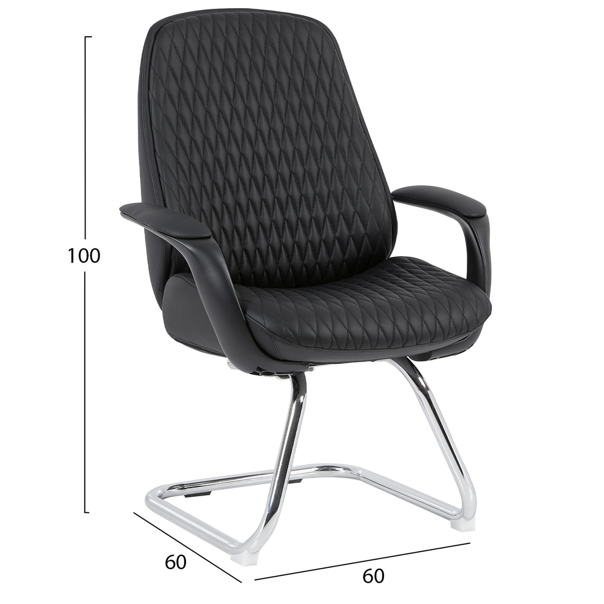 VELUM-s VISITOR CHAIR BLACK PU CHROME BASE 71x60x100