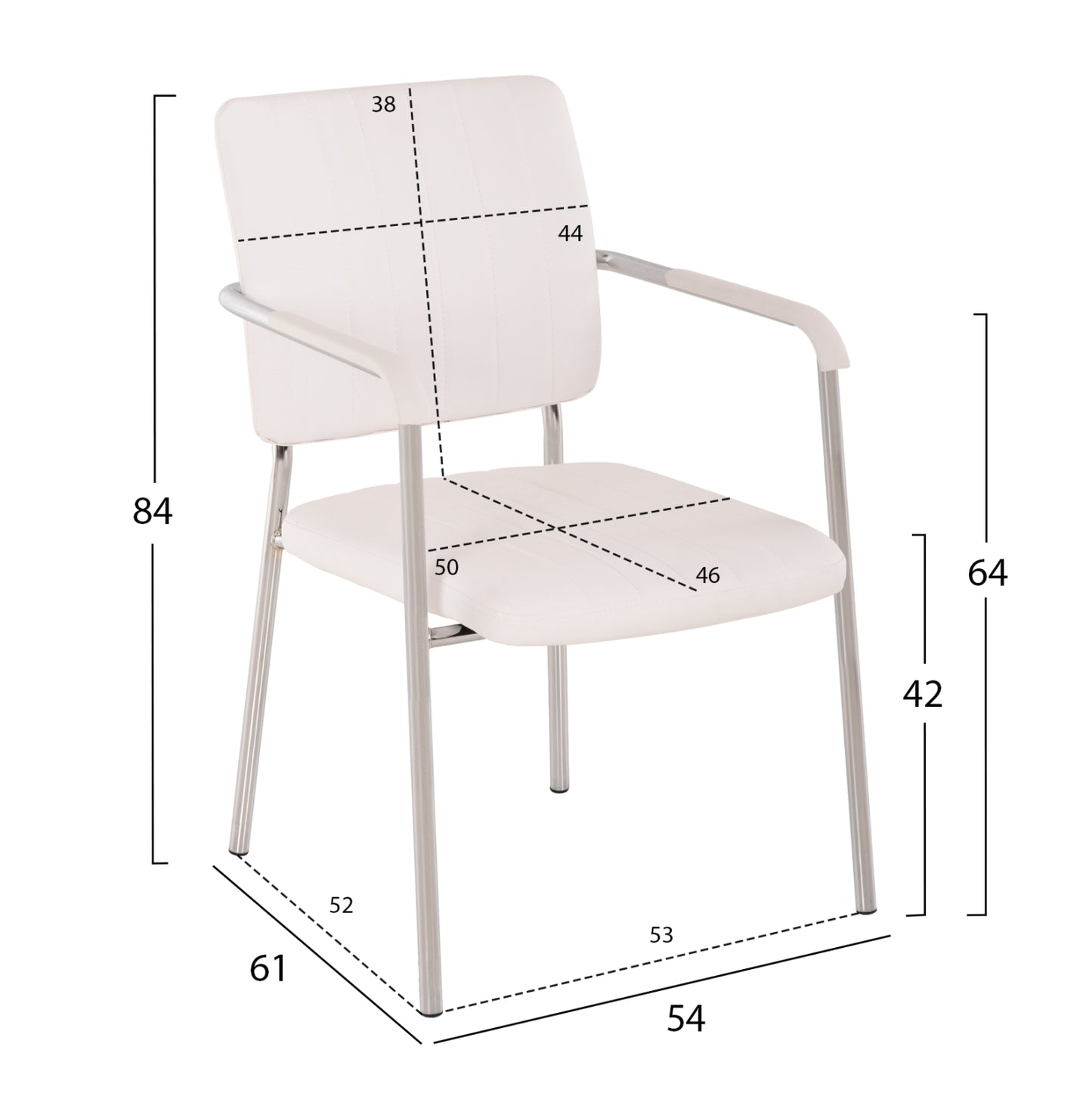 ΚΑΡΕΚΛΑ QUESTA ΜΕ ΜΠΡΑΤΣΑ ΛΕΥΚΗ 56,5x59x85