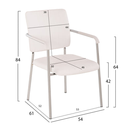 ΚΑΡΕΚΛΑ QUESTA ΜΕ ΜΠΡΑΤΣΑ ΛΕΥΚΗ 56,5x59x85