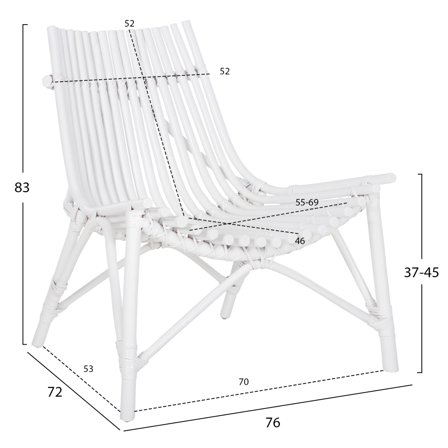 ΚΑΡΕΚΛΑ ΕΞΩΤ. ΧΩΡΟΥ CELLION ΡΑΒΔΟΙ RATTAN ΣΕ ΛΕΥΚΟ ΧΡΩΜΑ 76x72x83