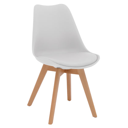 VEGAS CHAIR WITH WOODEN LEGS AND WHITE SEAT 47x56.6x82